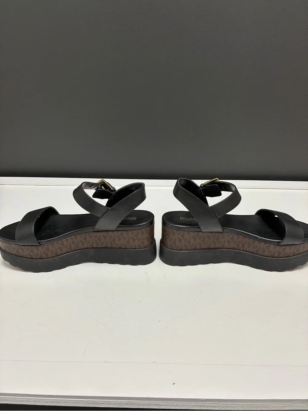 Michael Kors Black Platform Ankle-Strap Sandals